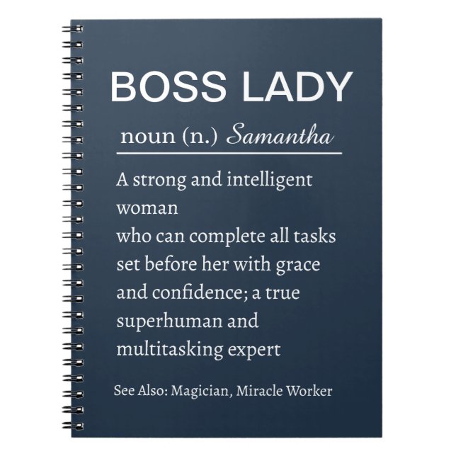 Personalized Boss Lady Definition Notebook Funny (Front)