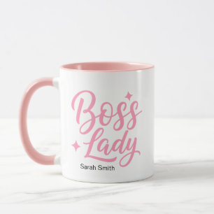 Personalized Boss Lady Mug Pink Script Typography