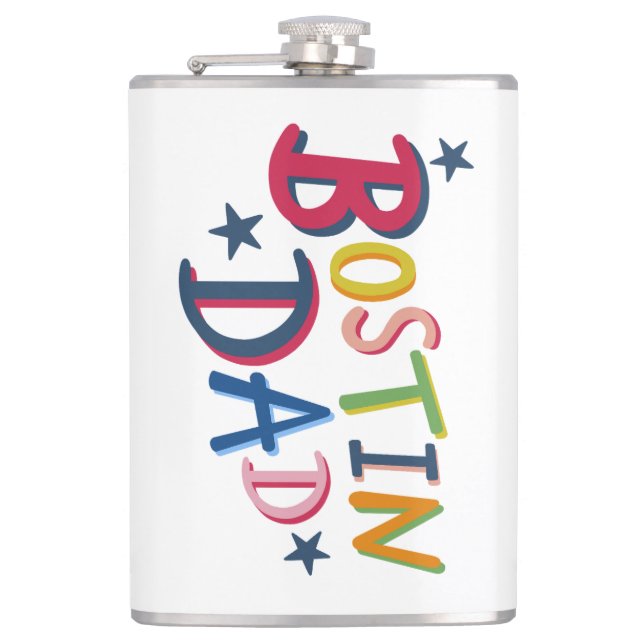 Personalized Bostin Dad Black Country Hip Flask (Front)