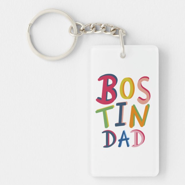 Personalized Bostin Dad Black Country Key Ring (Front)