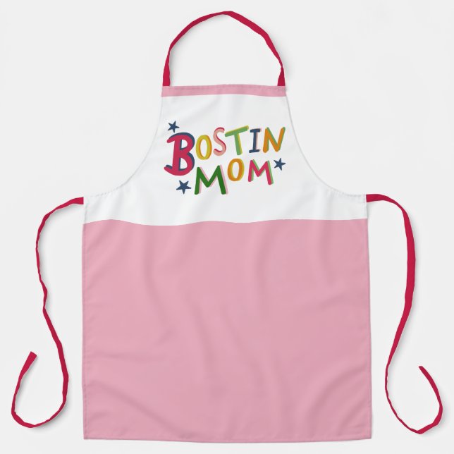 Personalized Bostin Mom Black Country Apron (Front)