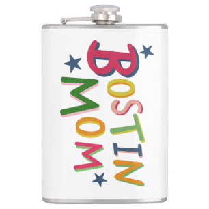 Personalized Bostin Mom Black Country Hip Flask