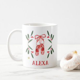 Personalized Botanical Cute Ballet Shoes Christmas Coffee Mug