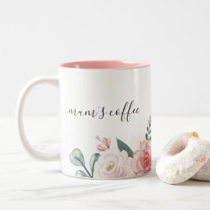 Personalized Botanical Floral Mug For Mom's coffee