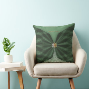 Personalized Botanical Green Textile Illusion Cushion