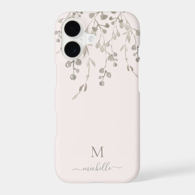 Personalized Botanical Watercolor Monogram Pink (Back)