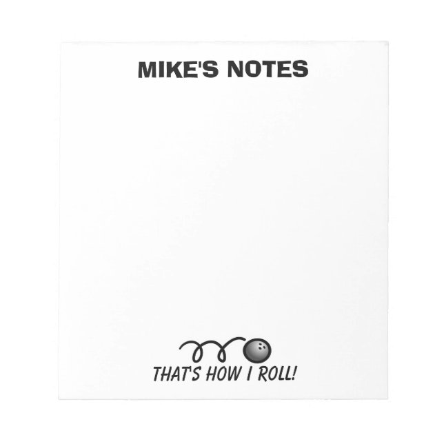 Personalized bowling ball template memo writing notepad (Front)