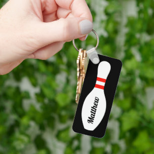 Personalized bowling pin keychain for bowler