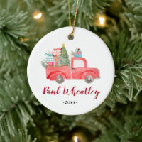 Personalized Boy Newborn Christmas Truck Ornament