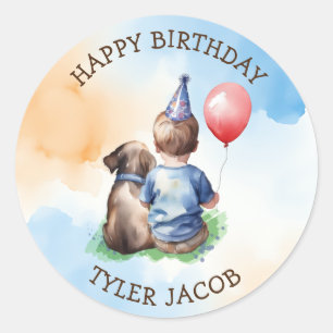 Personalized Boy's First Birthday  Classic Round Sticker