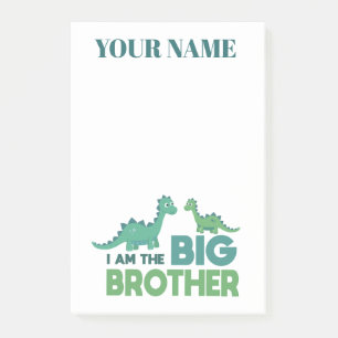 Personalized boys name big brother dinosaur post-it notes