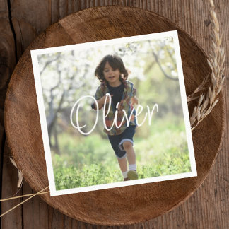 Personalized boys photo birthday cute  napkin