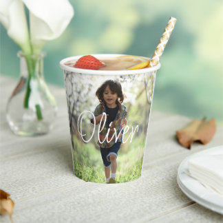 Personalized boys photo birthday cute paper cups