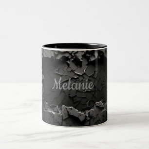 Personalized Brick Wall Break Design with Custom N Two-Tone Coffee Mug