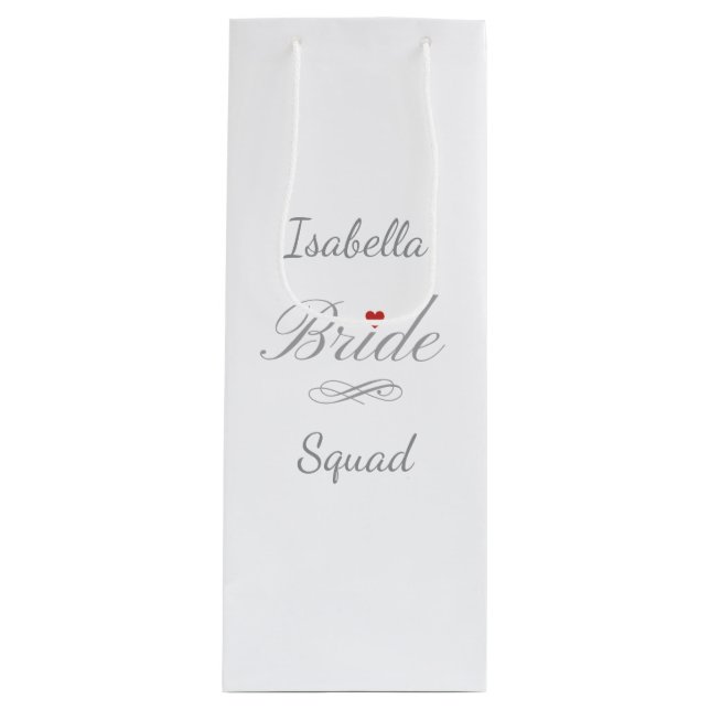 Personalized Bride Squad, Custom Name Hen Party Wine Gift Bag (Front)