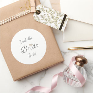 Personalized Bride To Be Elegant Bridal Party Classic Round Sticker