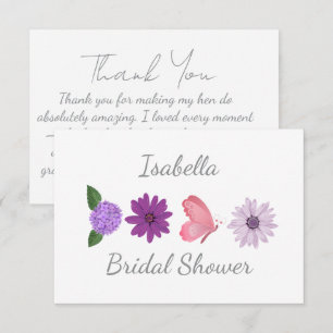 Personalized Bride To Be Elegant Bridal Party Thank You Card