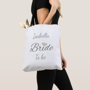 Personalized Bride To Be Elegant Bridal Party Tote Bag