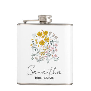 Personalized Bridesmaid Flower Women Wedding Hip Flask
