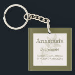 Personalized Bridesmaid  Key Ring<br><div class="desc">Thank your bridal party with this elegant personalized bridesmaid keychain, featuring a custom name design framed with a timeless green border. This thoughtful keepsake makes a beautiful and practical gift for bridesmaids, maid of honor, or any special member of your wedding party. The minimalist design pairs a classic neutral background...</div>