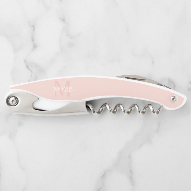 Personalized Bridesmaid's Monogram and Name Corkscrew (Front)