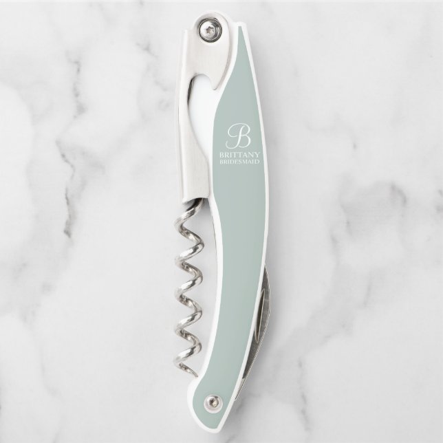 Personalized Bridesmaid's Name and Monogram Corkscrew (Front)