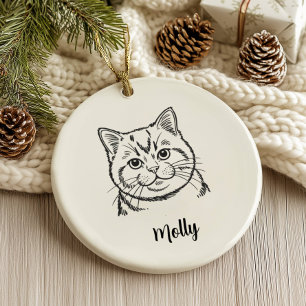 Personalized British Shorthair Cat Christmas Ceramic Ornament