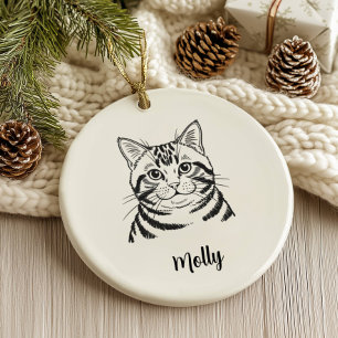Personalized British Shorthair Cat Christmas Ceramic Ornament