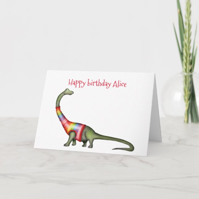 Personalized Brontosaurus birthday card (Front)