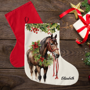 Personalized Brown Bay Christmas Horse Stocking