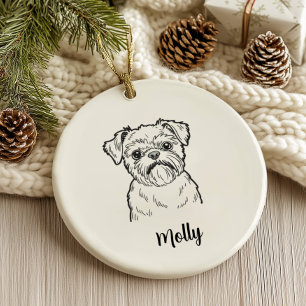 Personalized Brussels Griffon Dog Christmas Ceramic Ornament