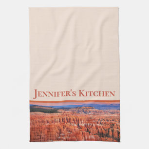 Personalized Bryce Canyon Beige Tea Towel