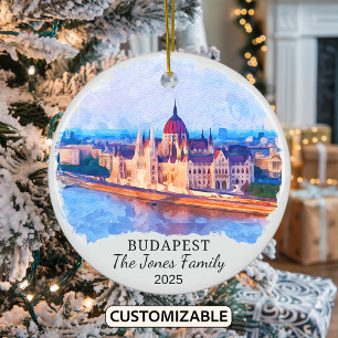 Personalized Budapest Ornament, Hungary Ceramic Ornament