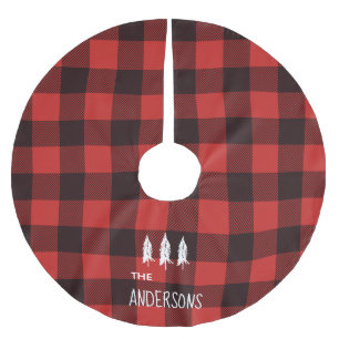 Personalized Buffalo Plaid Rustic Country Brushed Polyester Tree Skirt