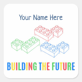 Personalized Building Bricks Square Sticker