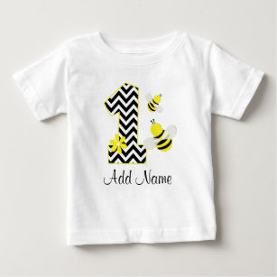 Personalized Bumble Bee 1st Birthday Chevron Baby T-Shirt