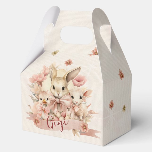 Personalized Bunny, Chick & Lamb Easter Treat Box (Front)