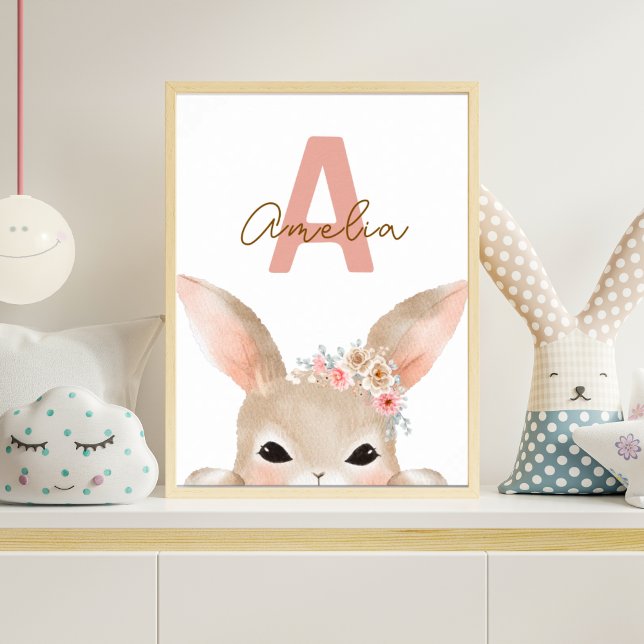 Personalized Bunny Initial Nursery Wall Art Waterc (Creator Uploaded)
