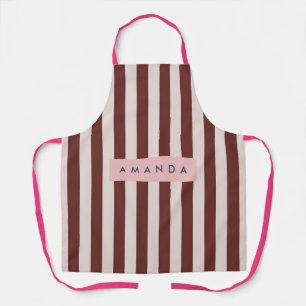 Personalized Burgundy & Ivory Stripe Apron