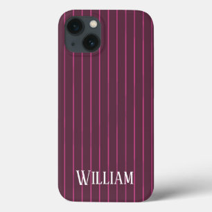 Personalized burgundy pinstripes Case-Mate iPhone  iPhone 13 Case