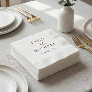 Personalized Burgundy Wedding Modern Elegant  Napkin