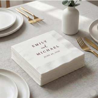 Personalized Burgundy Wedding Modern Elegant  Napkin