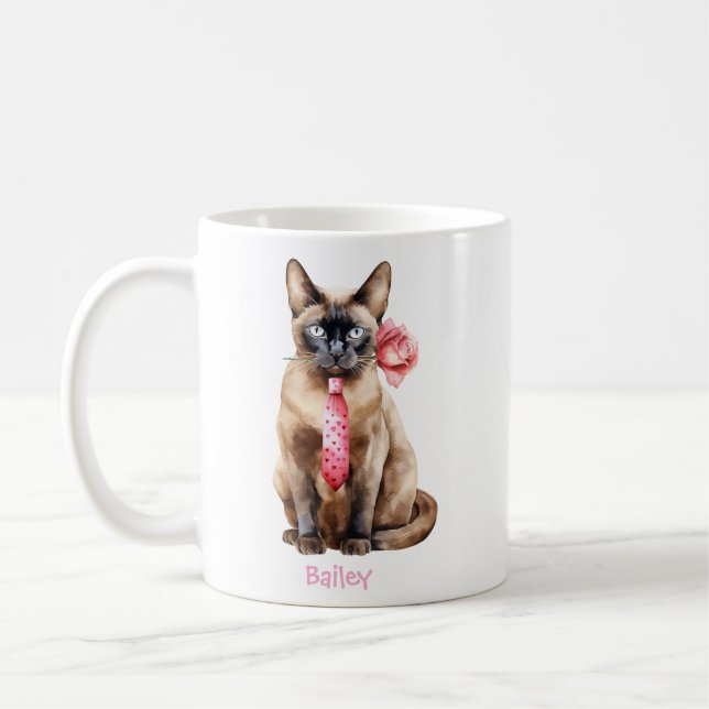 Personalized Burmese Cat Valentine's Day Coffee Mug (Left)