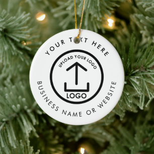 Personalized Business Custom Logo Text Christmas Ceramic Ornament