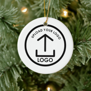 Personalized Business Custom Round Logo Christmas Ceramic Ornament