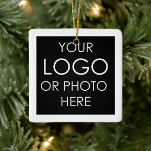 Personalized Business Custom Square Logo Christmas Ceramic Ornament
