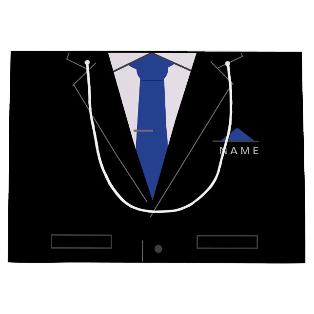 Personalized Business Gift Bag Black Suit and Tie (Front)