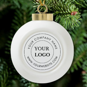 Personalized Business Logo Branded Corporate Ceramic Ball Christmas Ornament