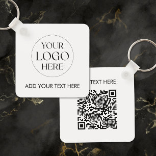 Personalized Business Logo QR Code Modern Employee Key Ring