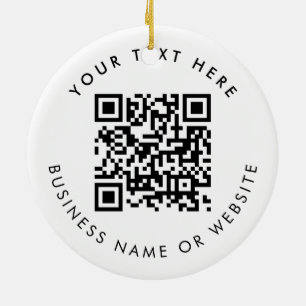 Personalized Business Logo Text QR Code Christmas Ceramic Ornament